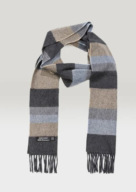 Scarves with bead embellishments -Irish Cashmere Wool Scarf | Denim Taupe