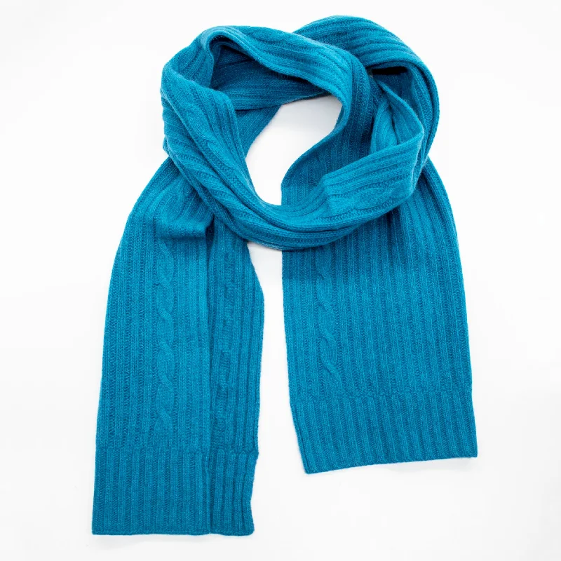 Scarves with knit details -CASHMERE CABLES SCARF