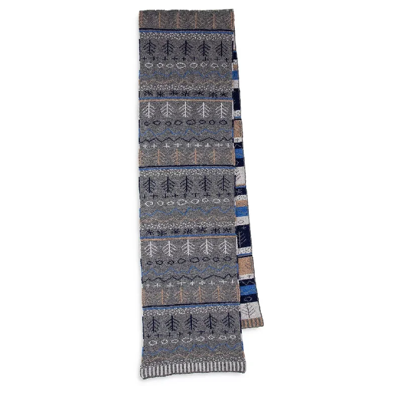 Scarves in classic wool -Paul Smith Doodle Fairisle Scarf Slate