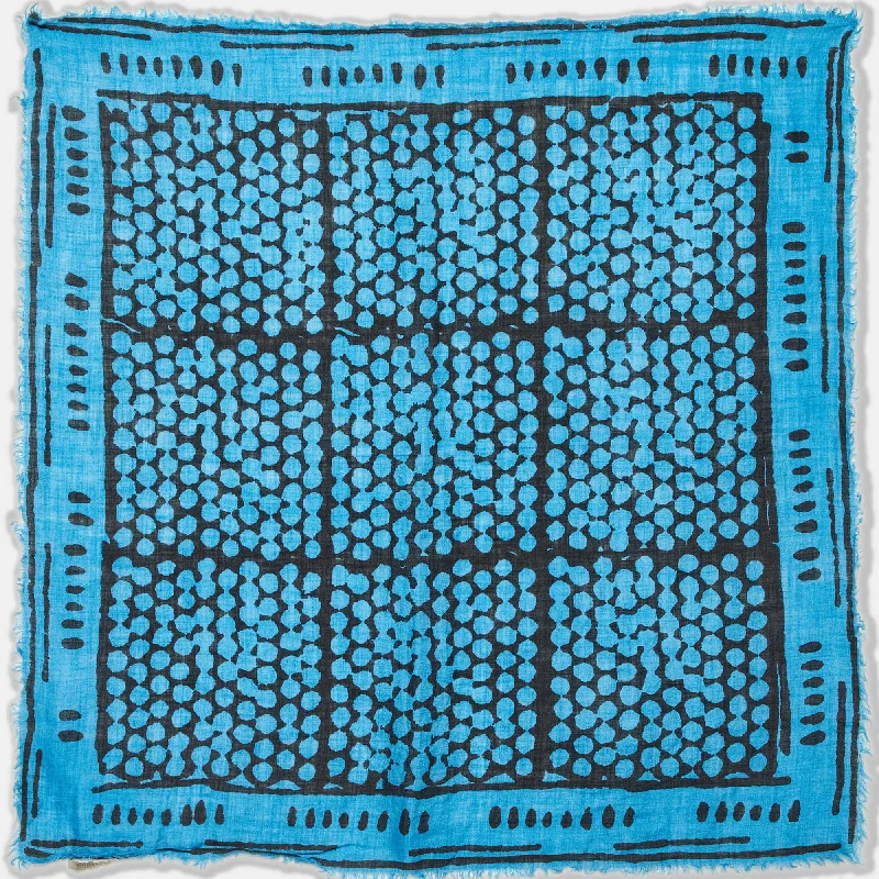 Scarves for old fashion -Bottega Veneta Blue/black Printed Silk Blend Scarf