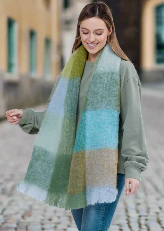 Scarves for sweet dates -Foxford Giant Mohair Scarf | Blue Green