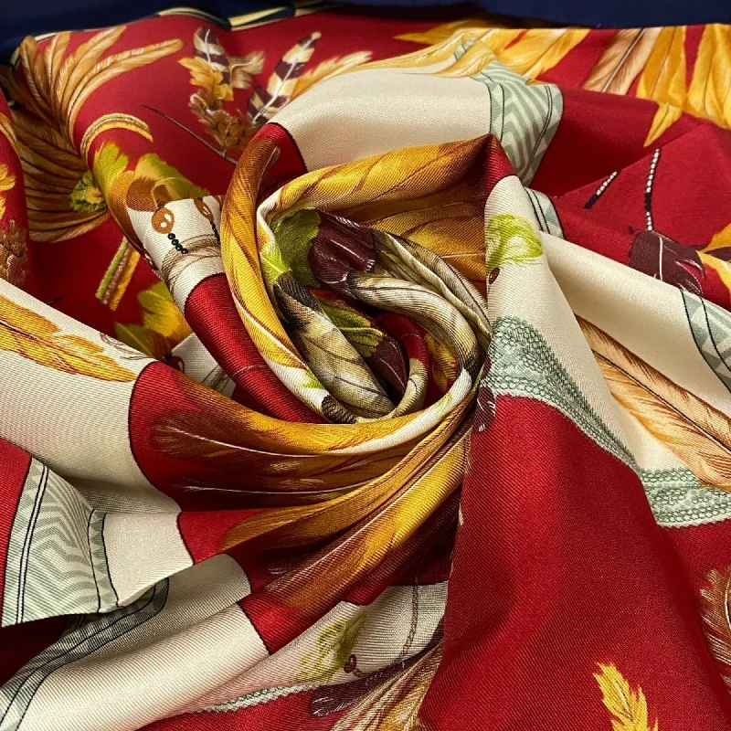 Scarves in cozy materials -Hermes Navy  Color Silk Scarf (Pre-Owned)