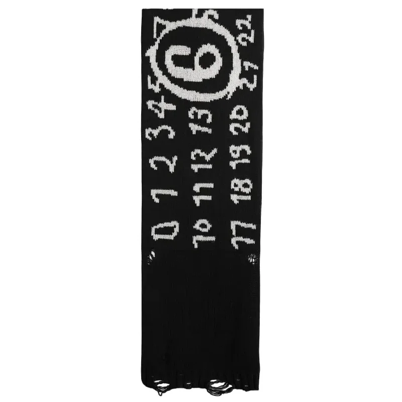 Scarves for fall vibes -Women's Numeric Scarf In Black/white