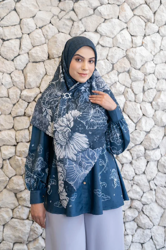 Neck Scarves fantastic-Leysha Scarf Syar'i Lunar Blue