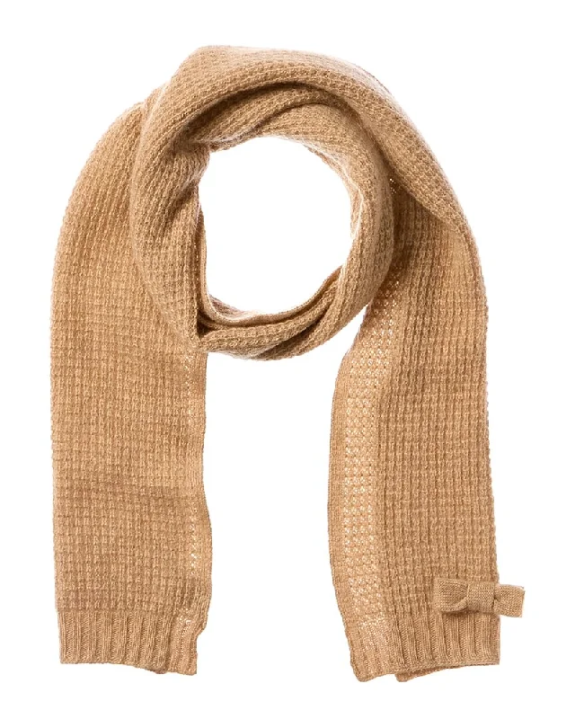 Scarves with floral patterns -Portolano Waffle Stitch Bow Cashmere Scarf