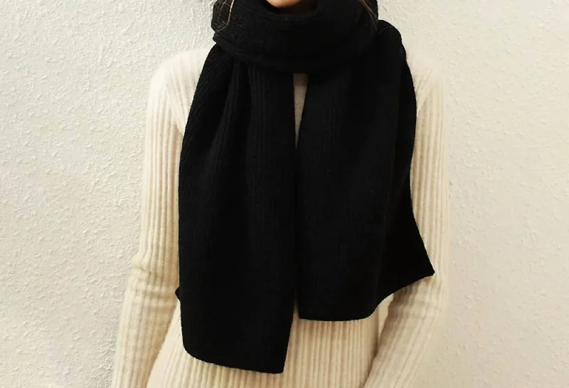 Scarves with name monograms -Knit Scarf In Black