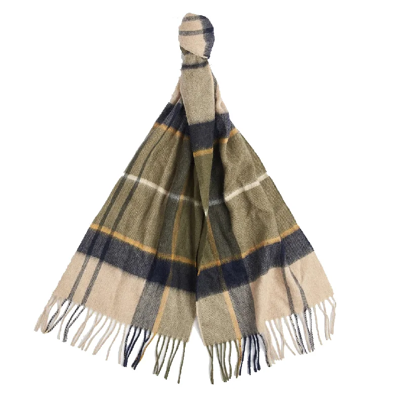 Scarves with chic designs -Barbour Carrbridge Tartan Scarf Forest Mist Tartan