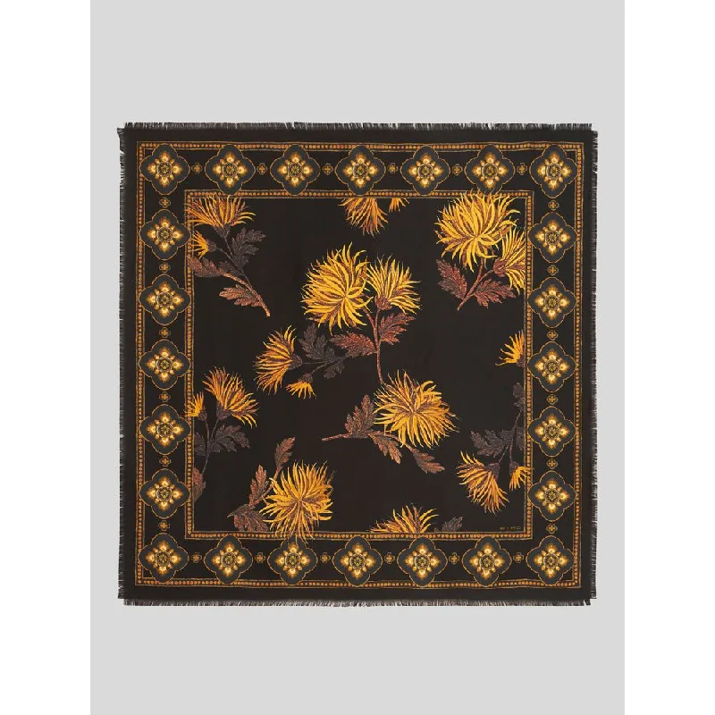 Scarves in earthy fabrics -SILK SCARF WITH DAHLIAS