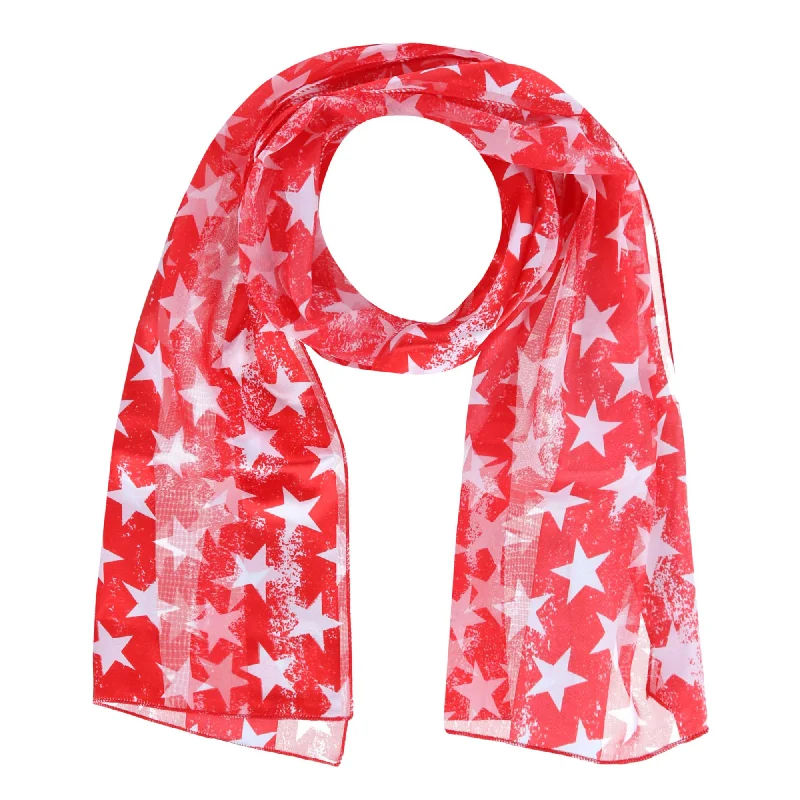 Scarves for outdoor concerts -Women's Patriotic Star Print Lightweight Scarf