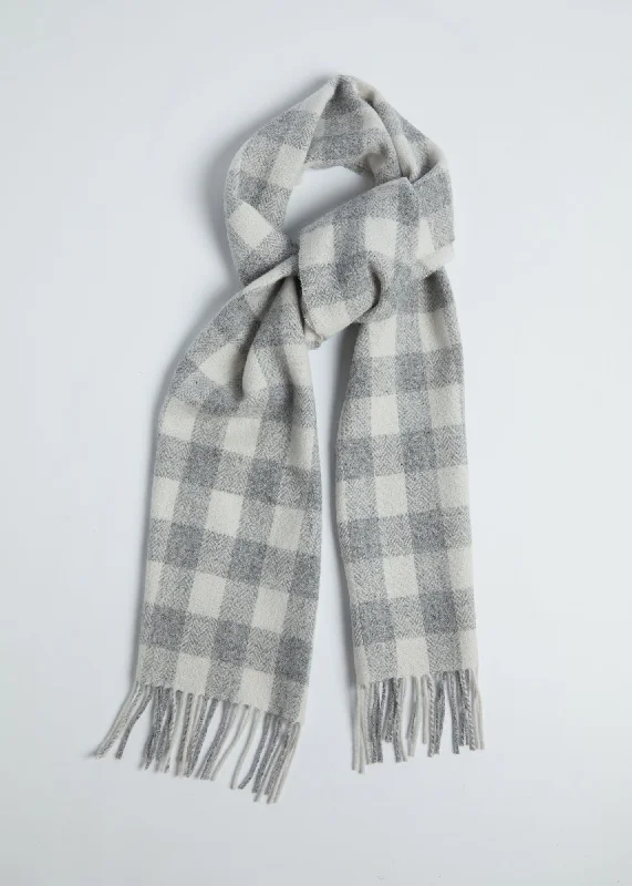 Scarves for cultural festivals -Foxford Lambswool Scarf | Grey & White Check