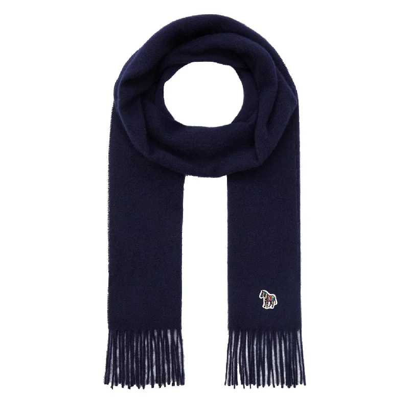 Scarves for winter layering -Paul Smith Zebra Patch Scarf Navy