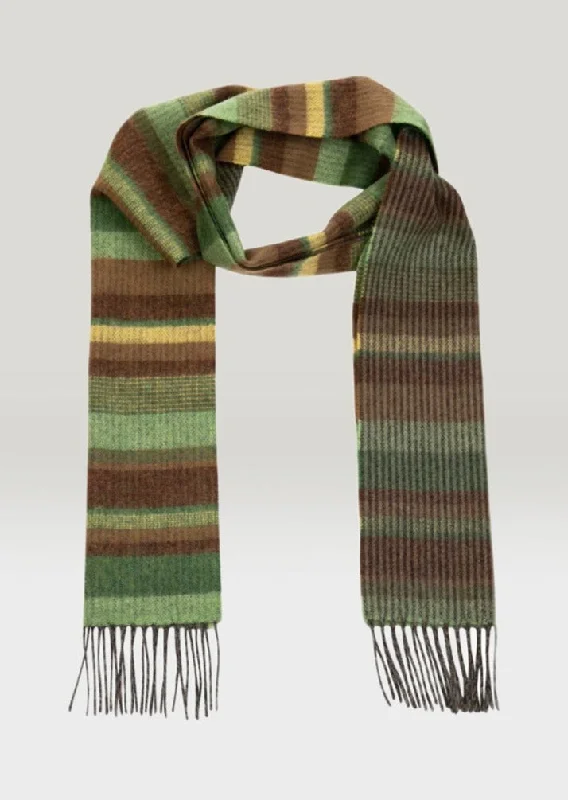 Scarves in earthy fabrics -John Hanly Lambswool Scarf | Green Brown