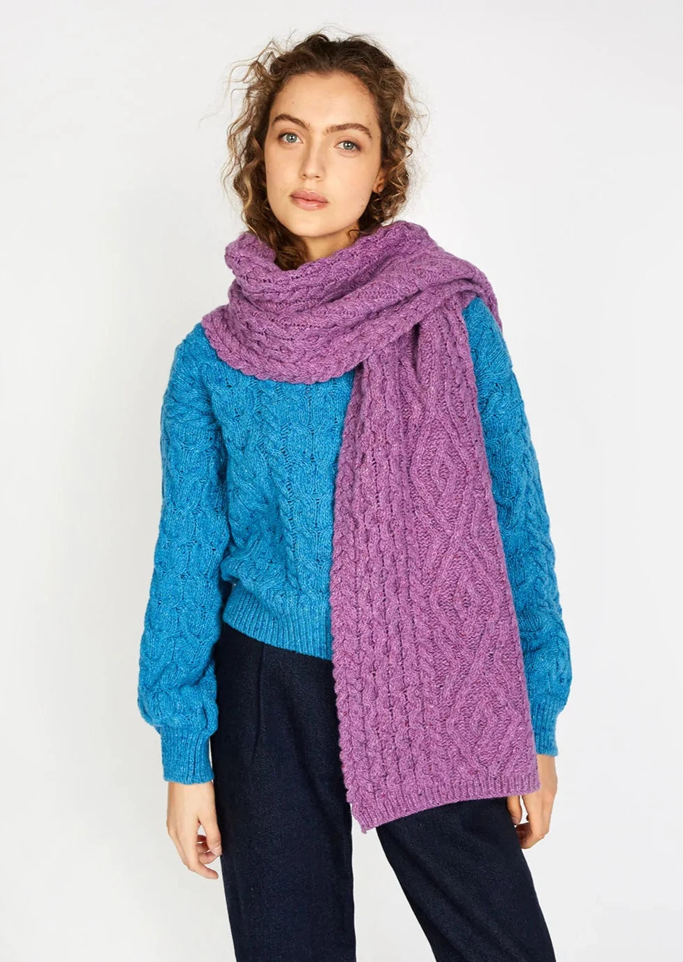 Scarves with rich feel -Diamond Aran Scarf | Orchid