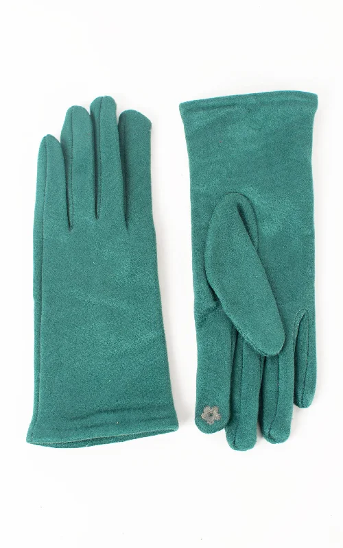 gloves for vlogging-Faux Suede Plain Gloves | Green