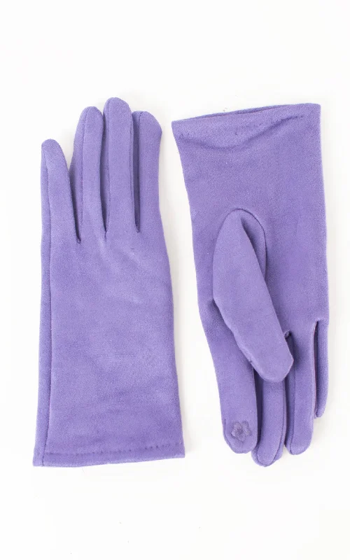 gloves for staycations-Faux Suede Plain Gloves | Violet