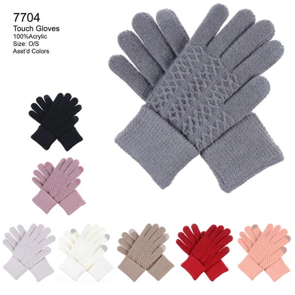 gloves for ceremonies-12-pack Wholesale Knited Women's Winter Texting Gloves Touch Screen #7704