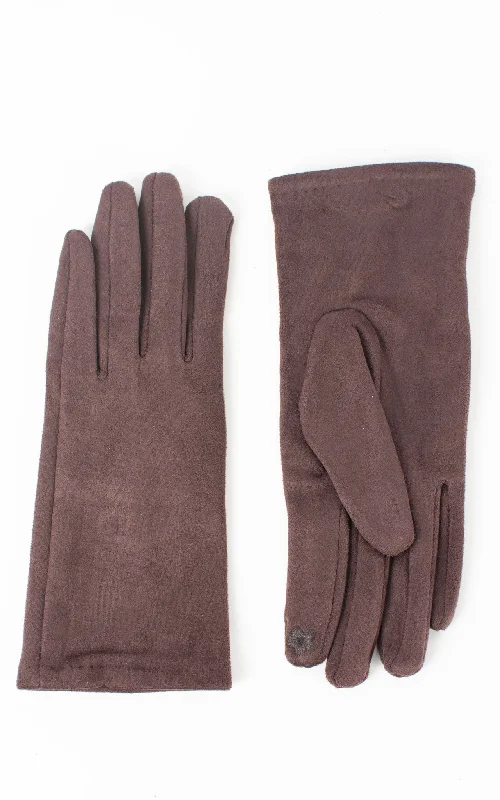 gloves for blogging-Faux Suede Plain Gloves | Coffee