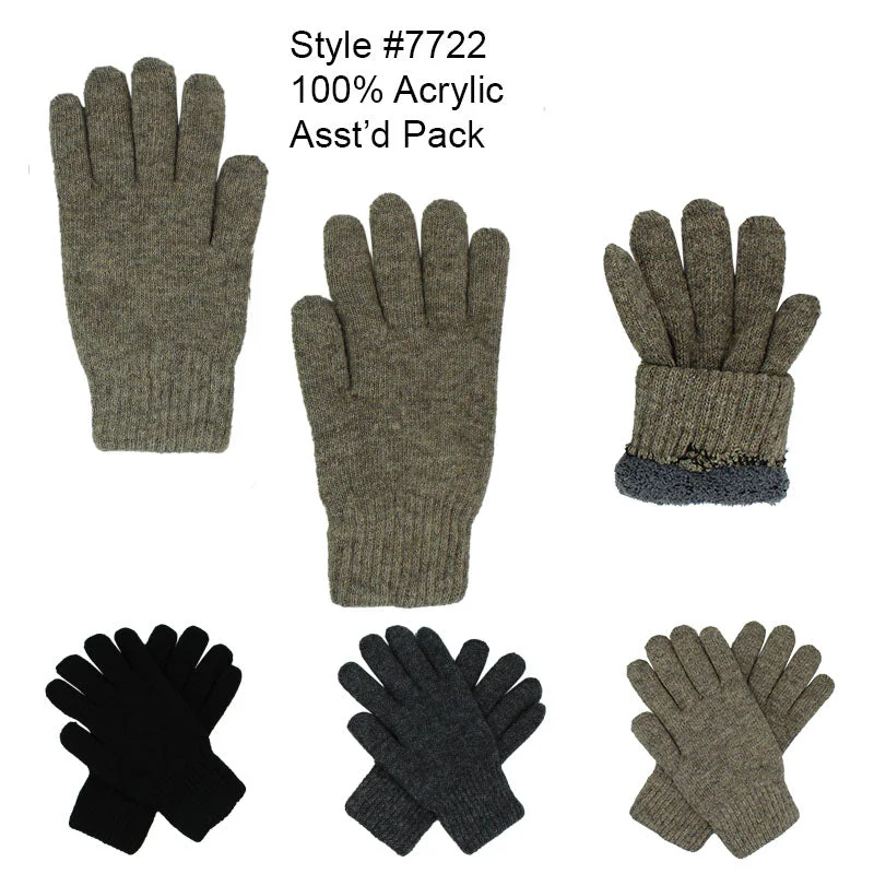 gloves for screenwriters-12-pack Wholesale Knitted Men's Heavy Winter Gloves #7722