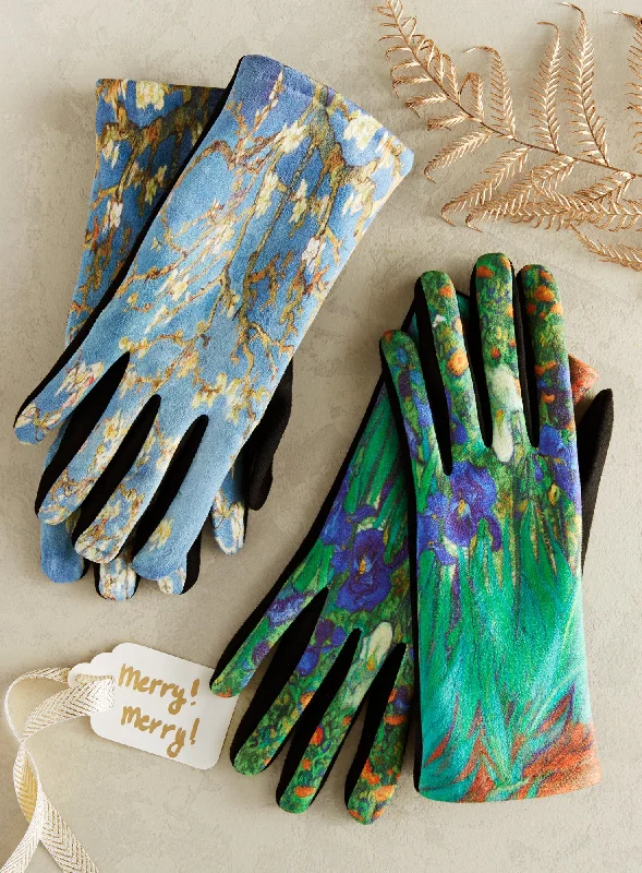 gloves for jobs-Irises and Almond Blossom Gloves - Set of 2 Pair