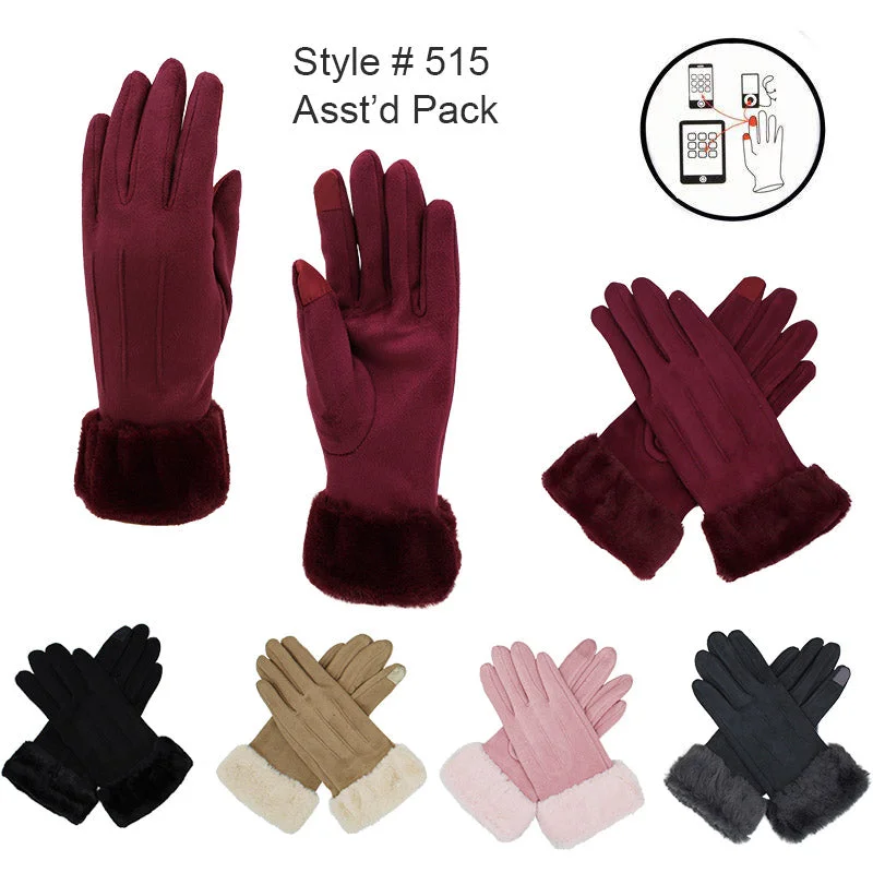 gloves for fans-12-pack Wholesale Women's Suede Texting Gloves Touch Screen #515