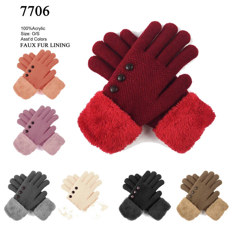 gloves for finals-12-pack Wholesale Knitted Women's Heavy Winter Gloves #7706