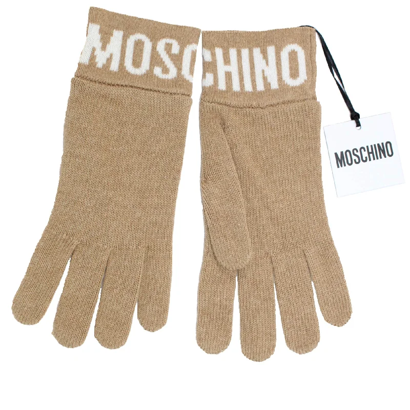 gloves for meetings-Moschino Gloves Beige Wool Cashmere Women Collection SALE