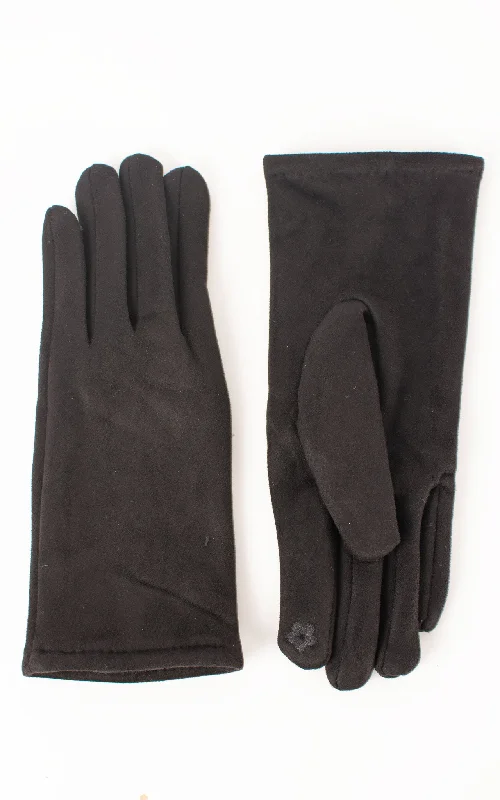 gloves for content creators-Faux Suede Plain Gloves | Black