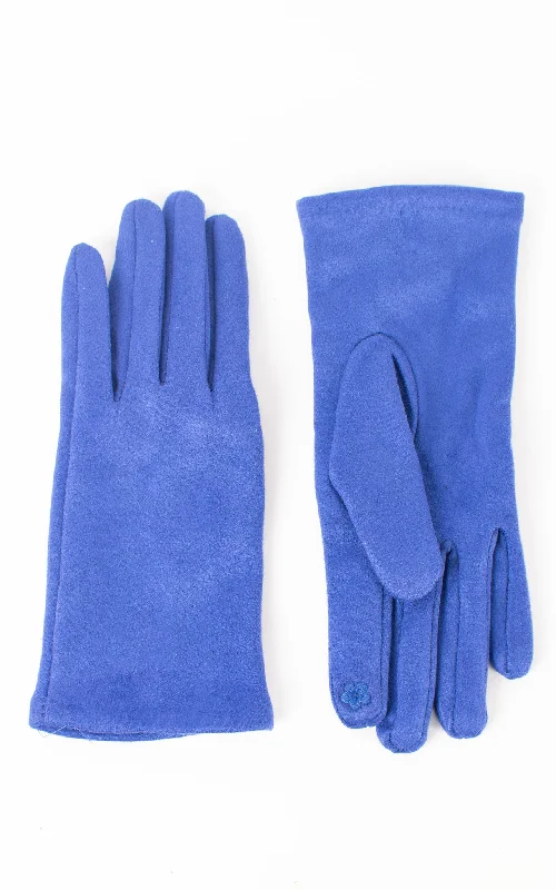 gloves for journalists-Faux Suede Plain Gloves | Royal Blue