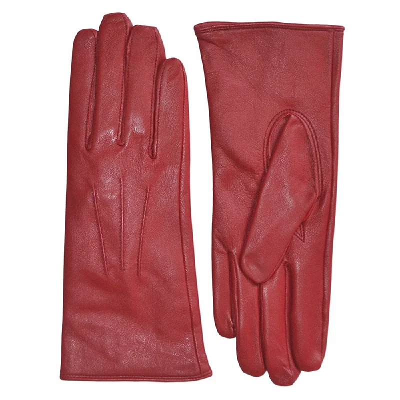 gloves for designers-Pittards Ladies Nappa Leather 3 Point Gloves in Crimson