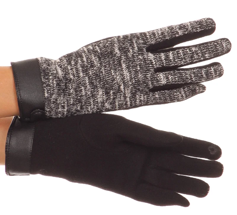 gloves for exams-Sakkas Lilith Heather Knit Wrist Length Touch Screen Wrist Snap Winter Gloves