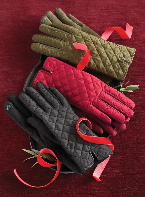 gloves for interviews-Quilted Microfiber Touchscreen Gloves