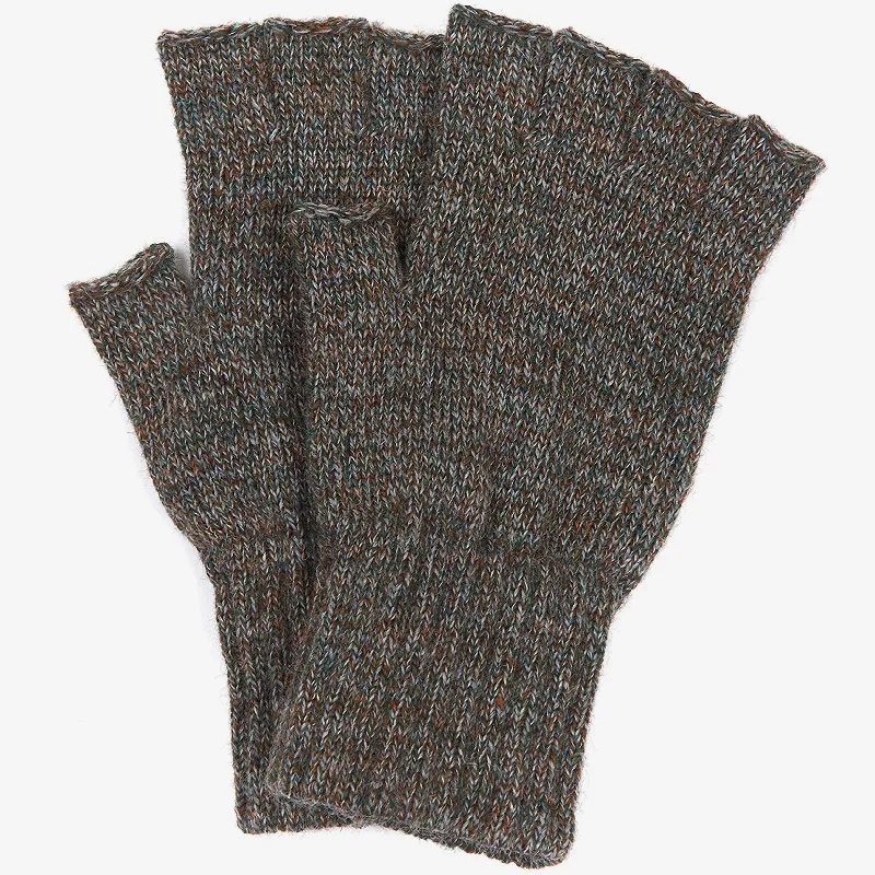 gloves for cybersecurity-Barbour Fingerless Knitted Gloves in Green