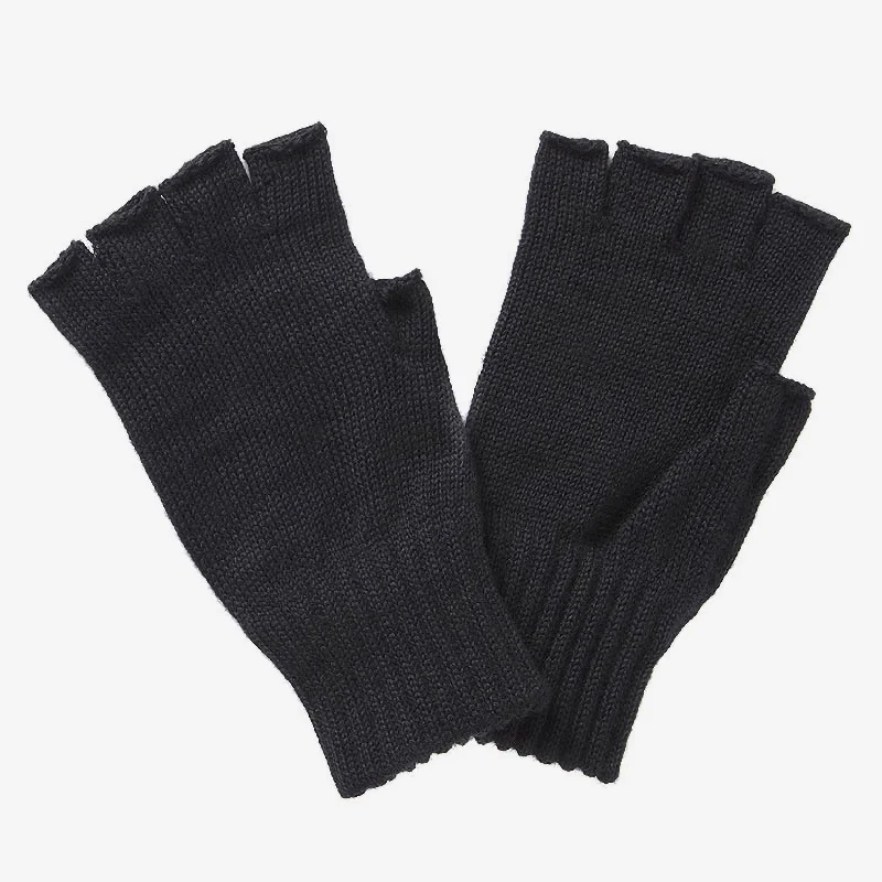 gloves for hackers-Barbour Fingerless Knitted Gloves in Black