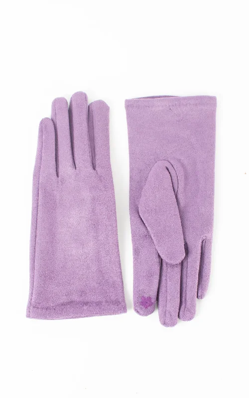 gloves for adventures-Faux Suede Plain Gloves | Aubergine